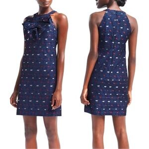 Banana Republic blue embroidered textured mini dress